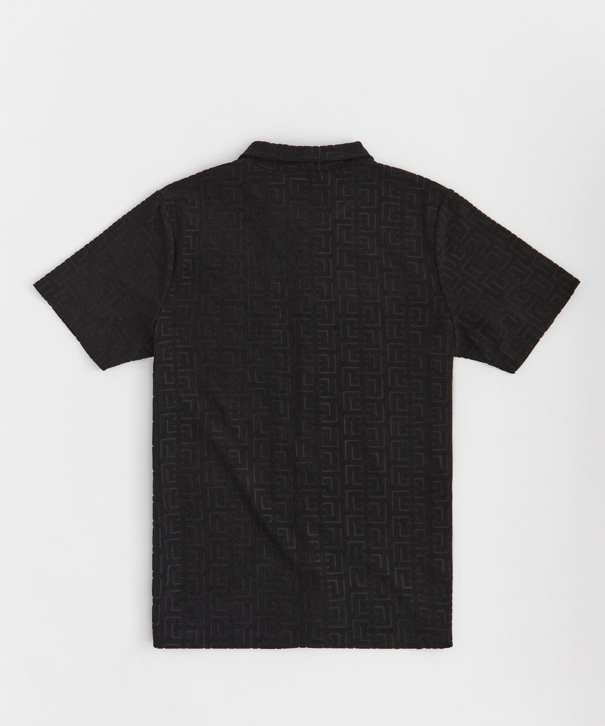 Reason Clothing Discount | Geometric Viscose Button-Down Short Sleeve Shirt - Black