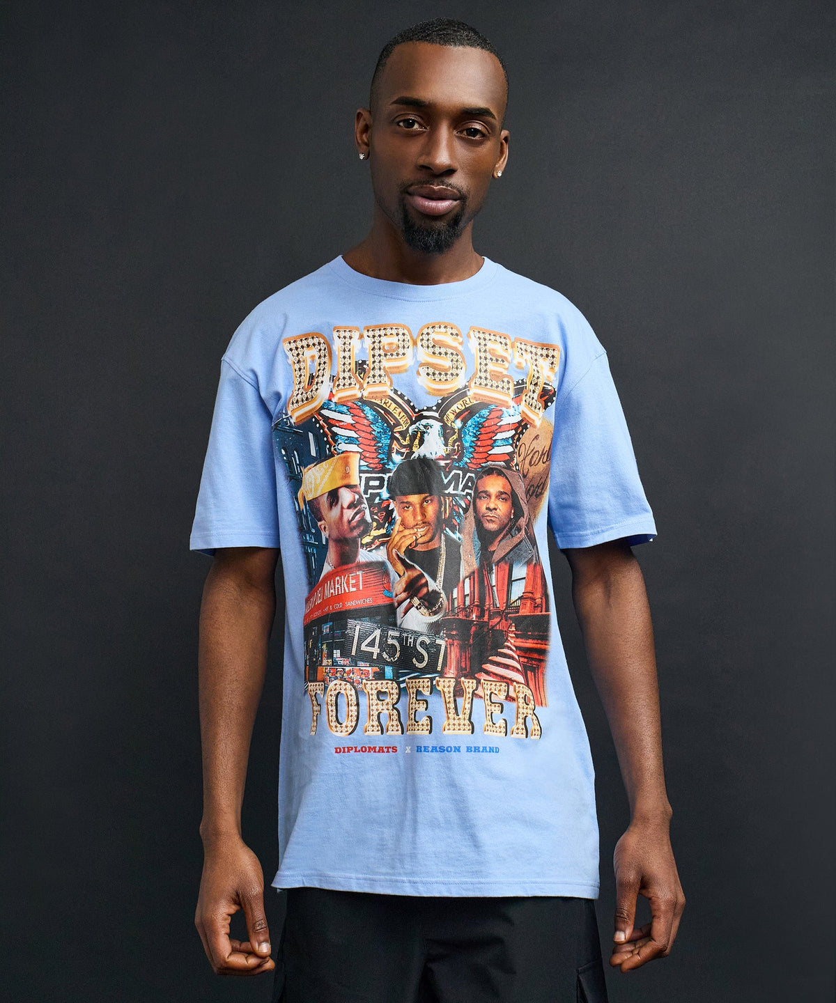 Reason Clothing Popular | Dipset Forever Graphic Short Sleeve Tee - Light Blue