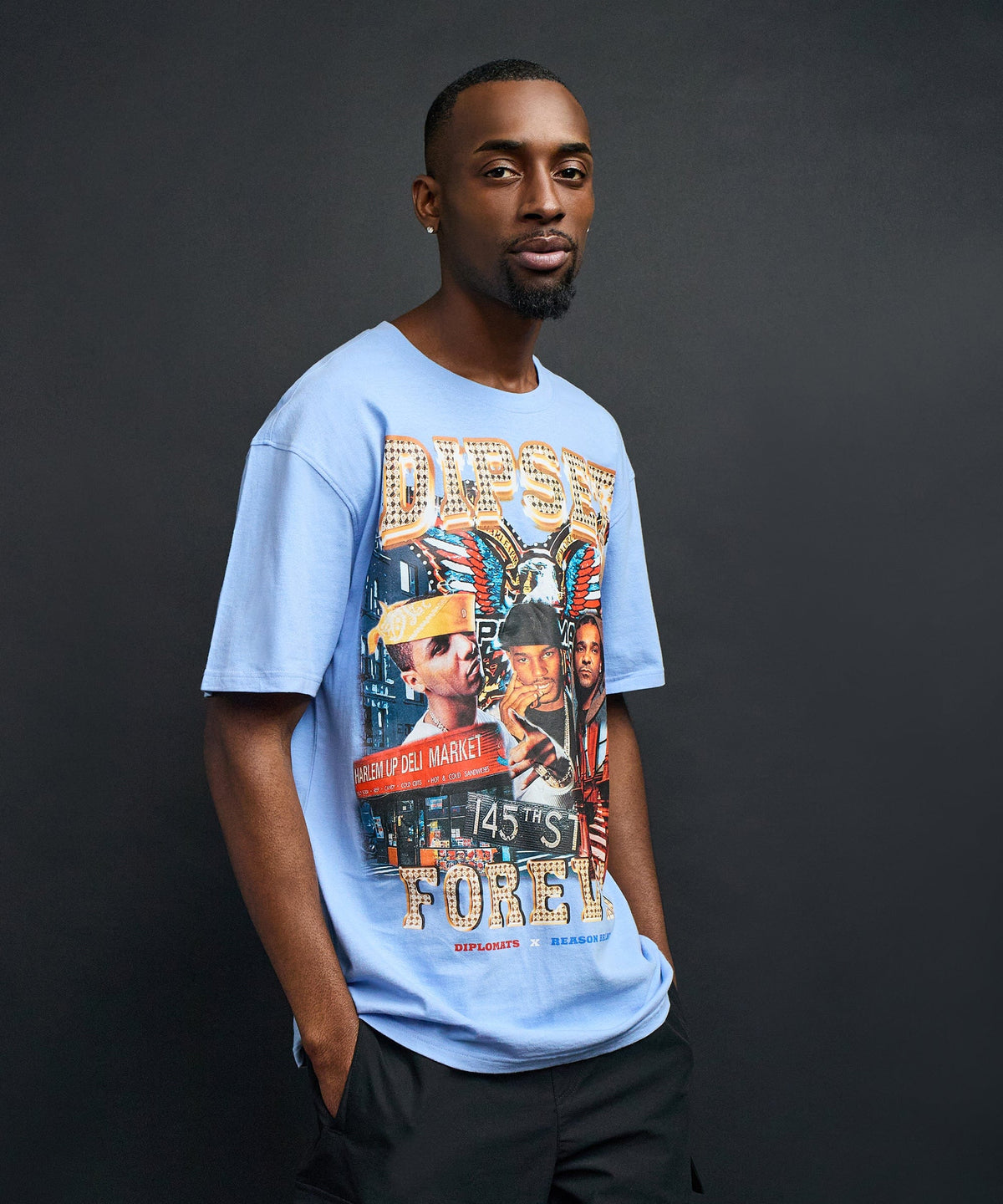 Reason Clothing Popular | Dipset Forever Graphic Short Sleeve Tee - Light Blue