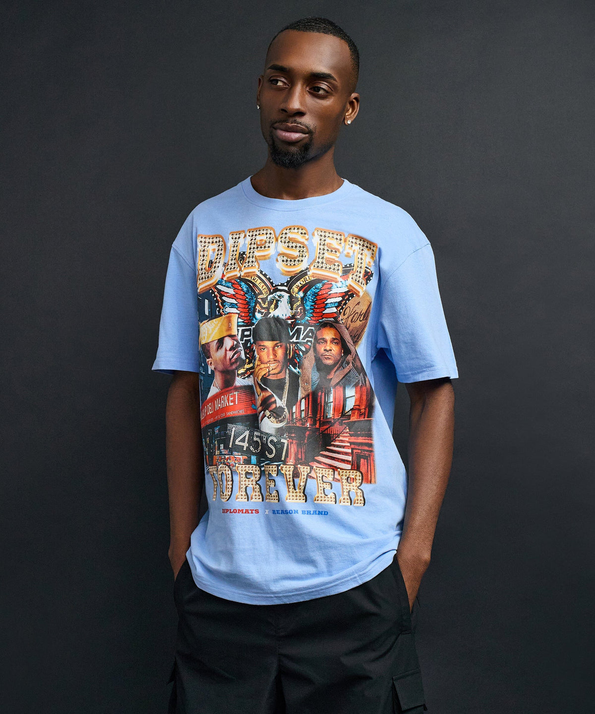 Reason Clothing Popular | Dipset Forever Graphic Short Sleeve Tee - Light Blue