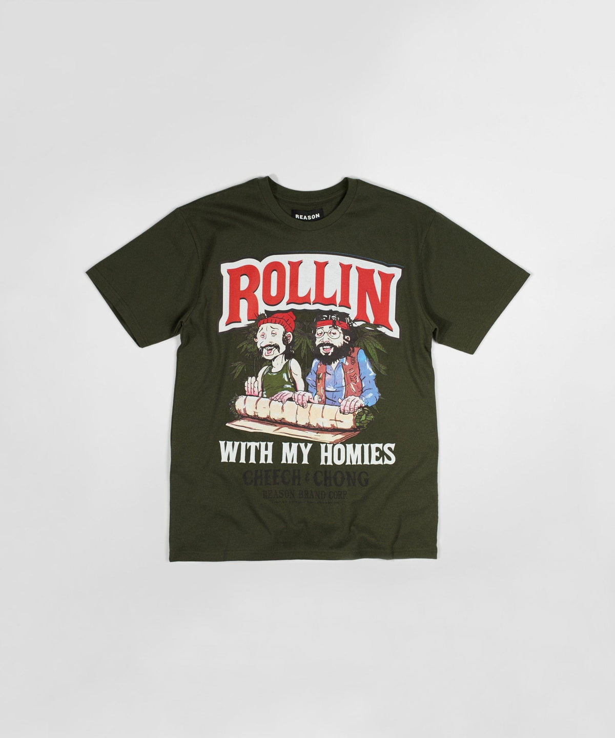 Reason Clothing Value | Cheech & Chong Keep Rollin On Graphic Short Sleeve Tee - Green