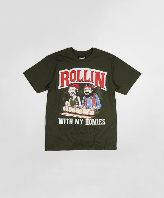Reason Clothing Value | Cheech & Chong Keep Rollin On Graphic Short Sleeve Tee - Green