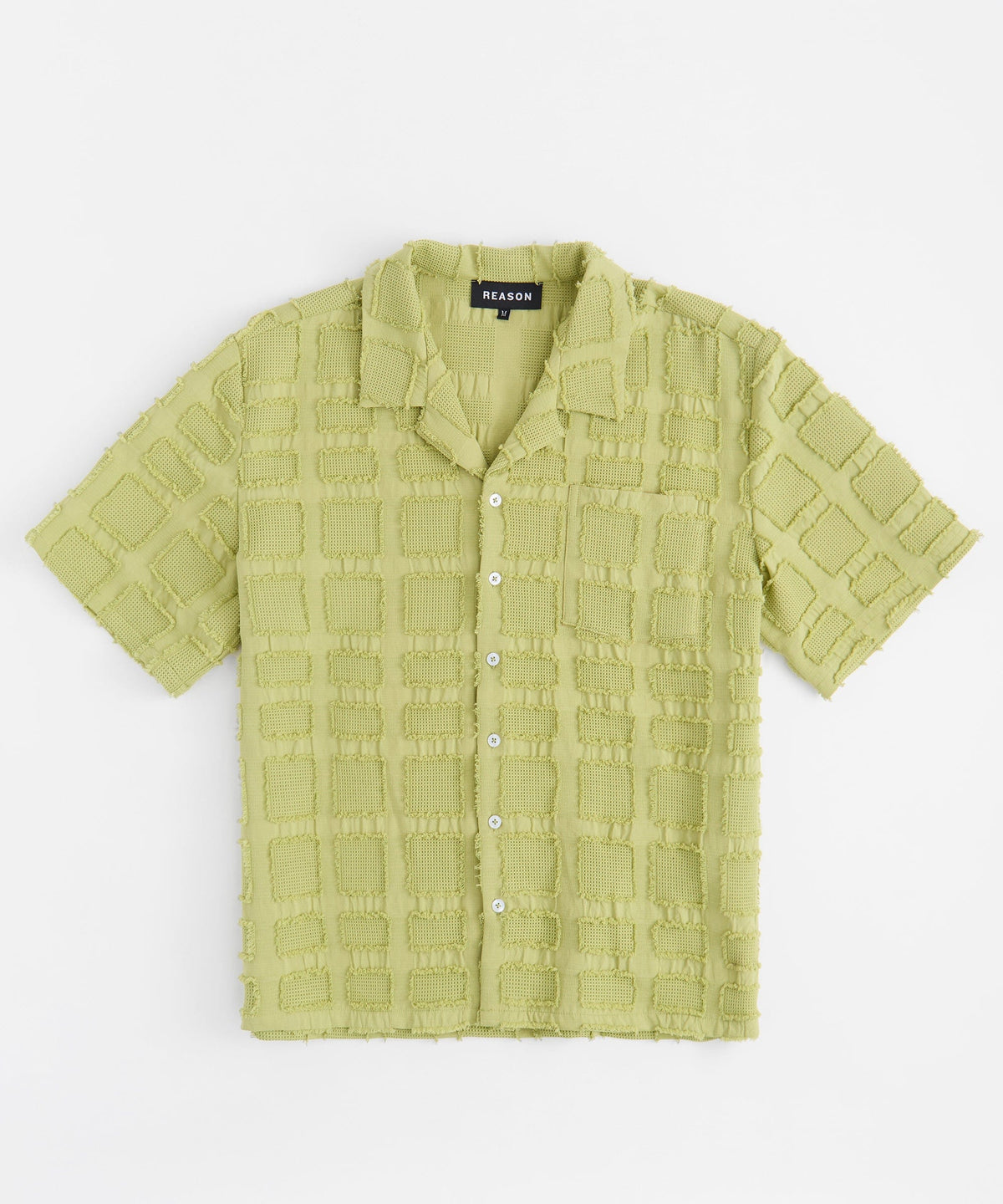 Reason Clothing Deals | Textured Blocks Button Down Shirt - Olive Green