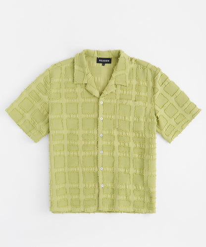 Reason Clothing Deals | Textured Blocks Button Down Shirt - Olive Green