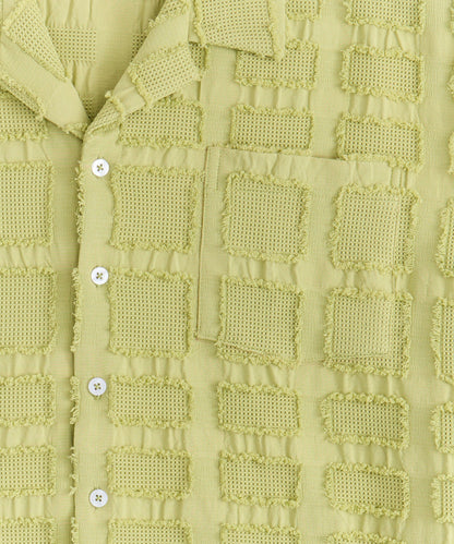 Reason Clothing Deals | Textured Blocks Button Down Shirt - Olive Green