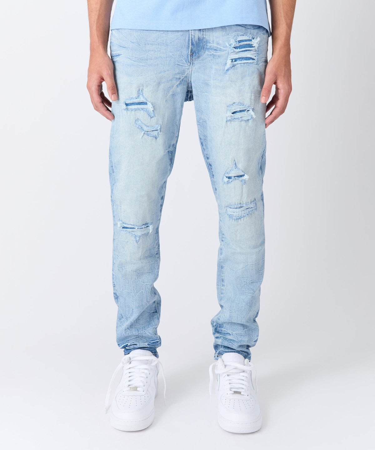 Reason Clothing Discount | Coastal Ripped Skinny Jeans - Light Blue
