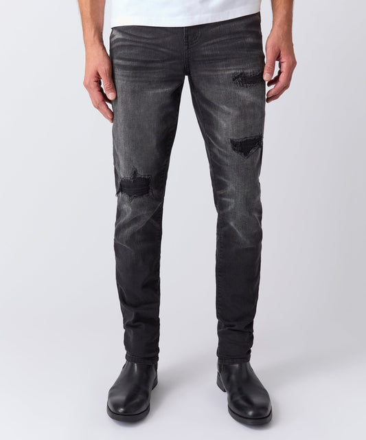 Reason Clothing Essential | Shadow Wash Distressed Skinny Jean - Black