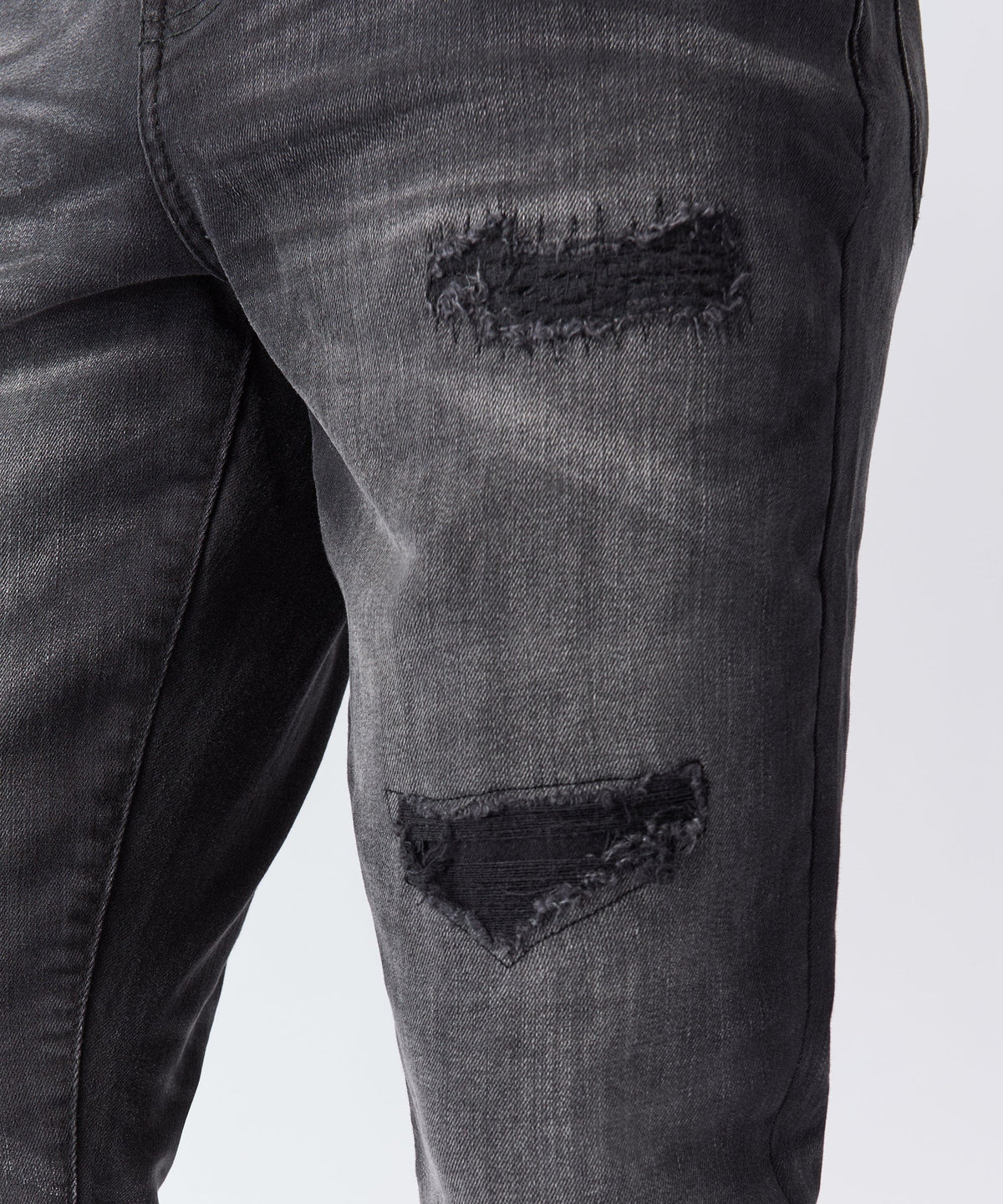 Reason Clothing Essential | Shadow Wash Distressed Skinny Jean - Black