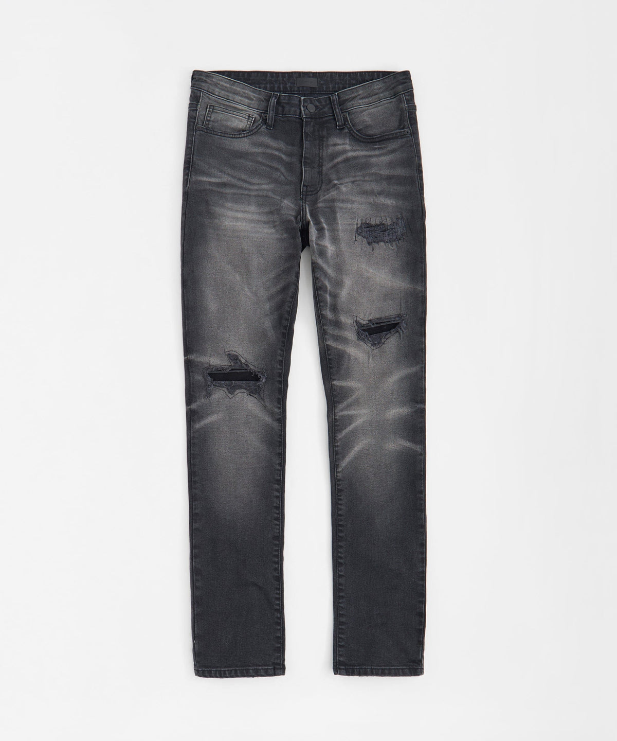 Reason Clothing Essential | Shadow Wash Distressed Skinny Jean - Black