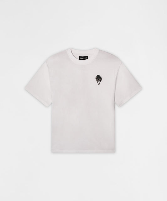 Reason Clothing Trending | Chest Hit Embroidered Short Sleeve Tee - White