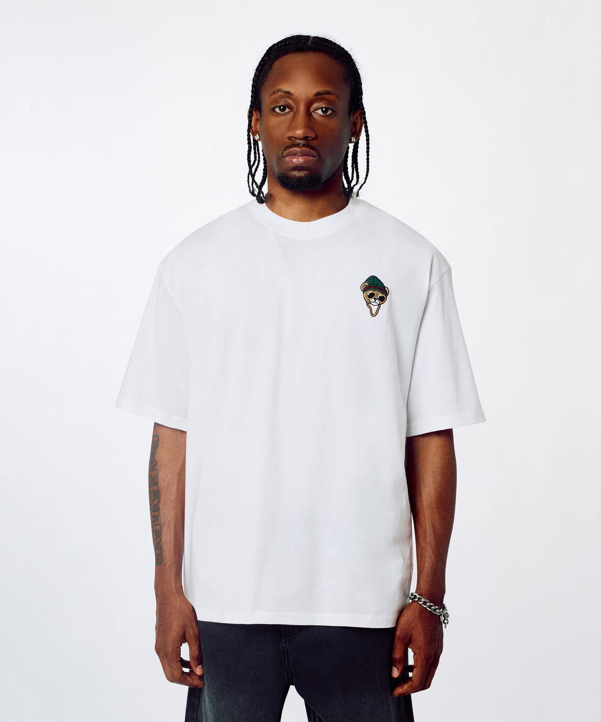 Reason Clothing Trending | Chest Hit Embroidered Short Sleeve Tee - White
