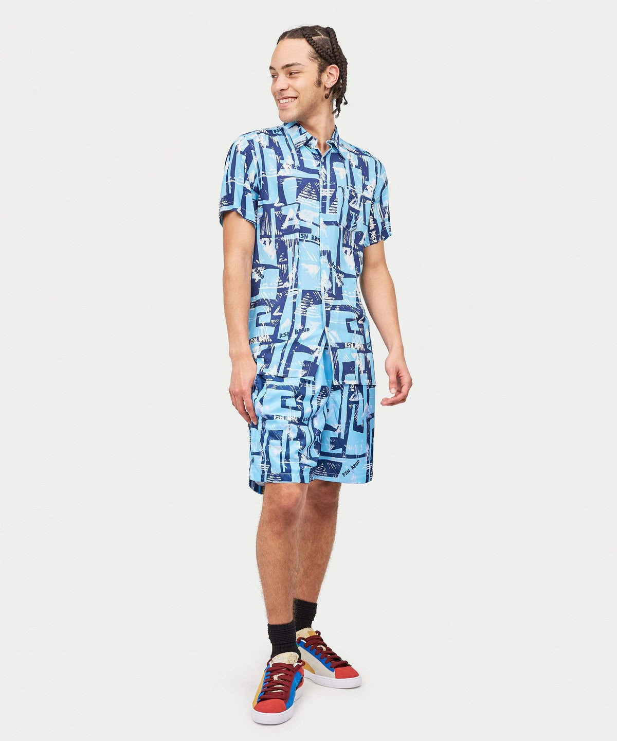 Reason Clothing Recommended | Aqua Shirt Shorts Set