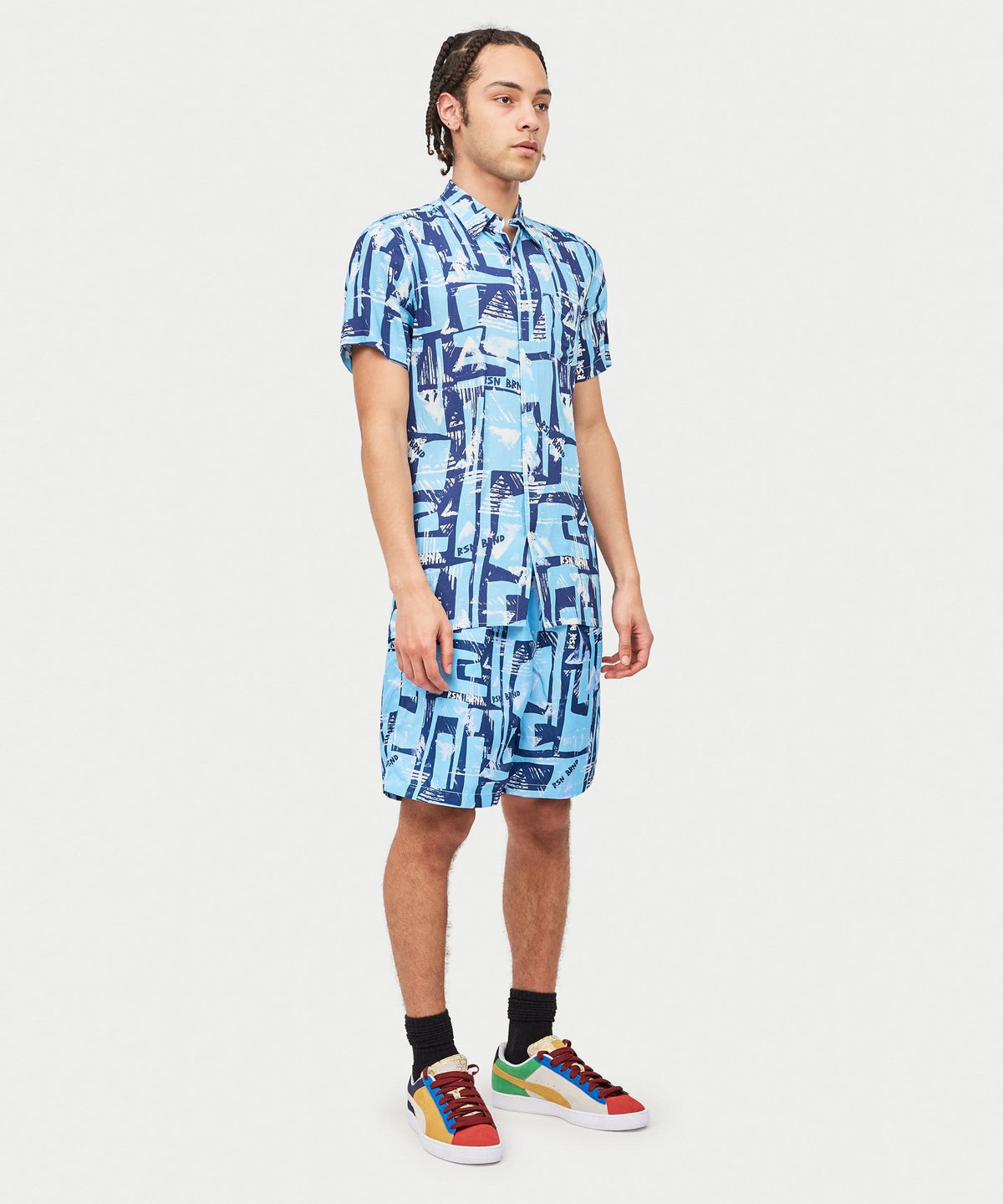 Reason Clothing Recommended | Aqua Shirt Shorts Set