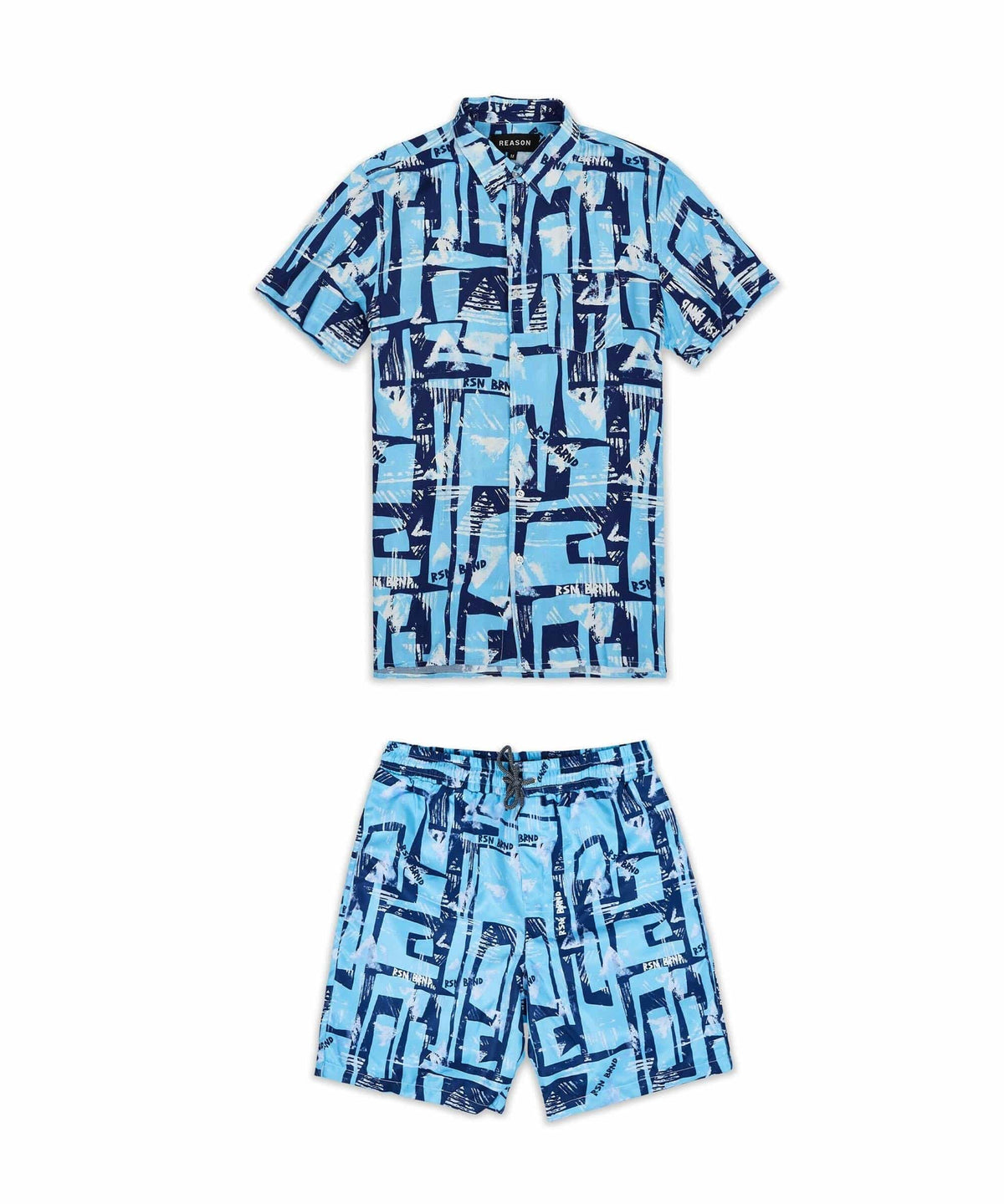 Reason Clothing Recommended | Aqua Shirt Shorts Set