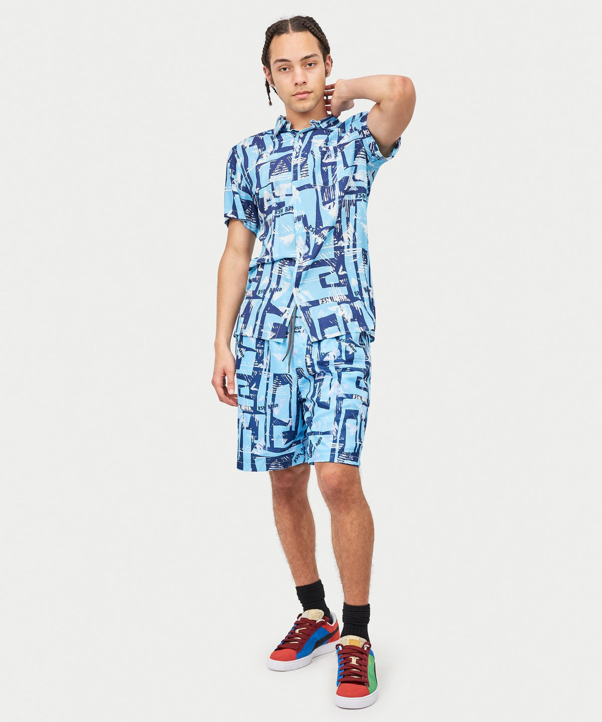 Reason Clothing Recommended | Aqua Shirt Shorts Set