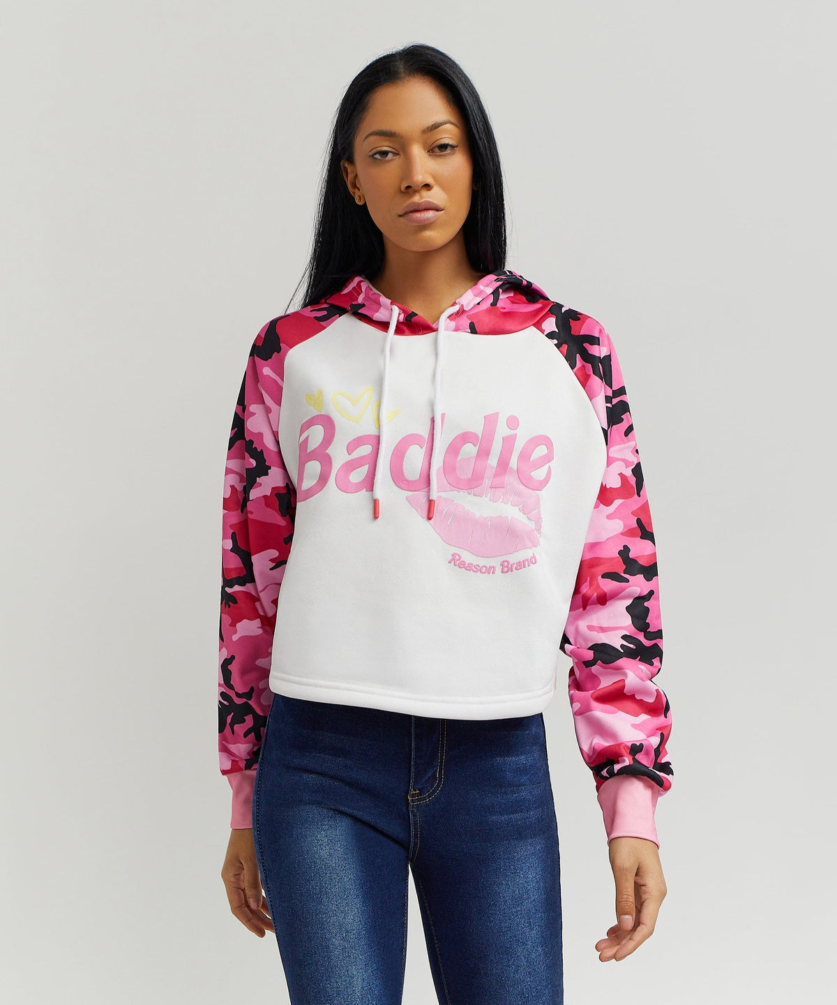 Reason Clothing Trusted | Baddie Camo Crop Hoodie