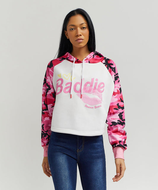 Reason Clothing Trusted | Baddie Camo Crop Hoodie