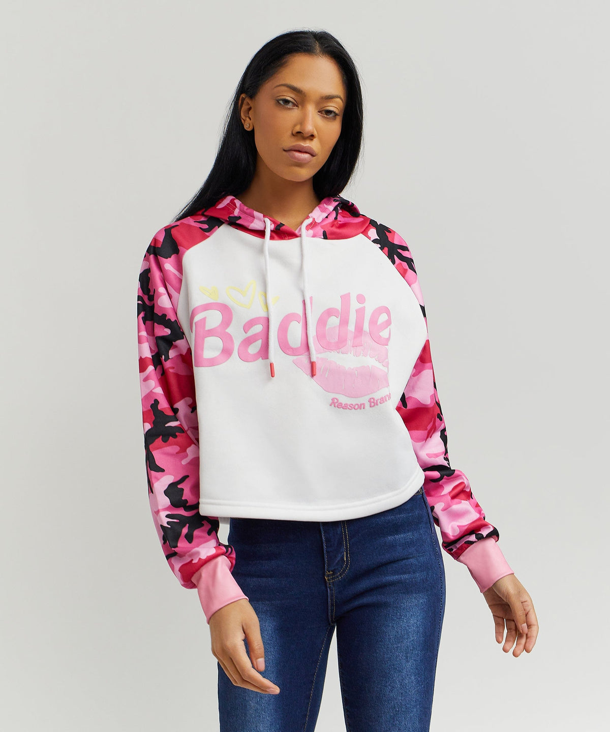 Reason Clothing Trusted | Baddie Camo Crop Hoodie