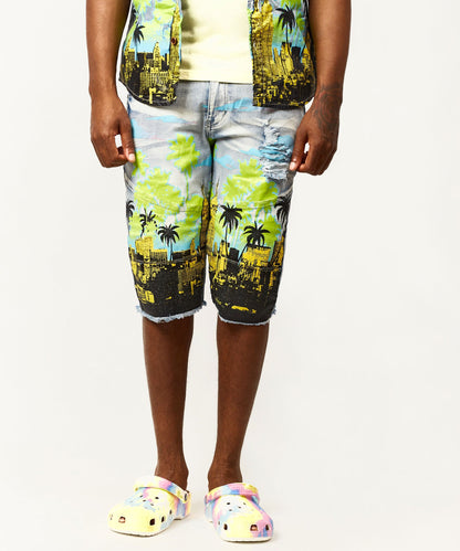 Reason Clothing Premium | Wavy Denim Shorts
