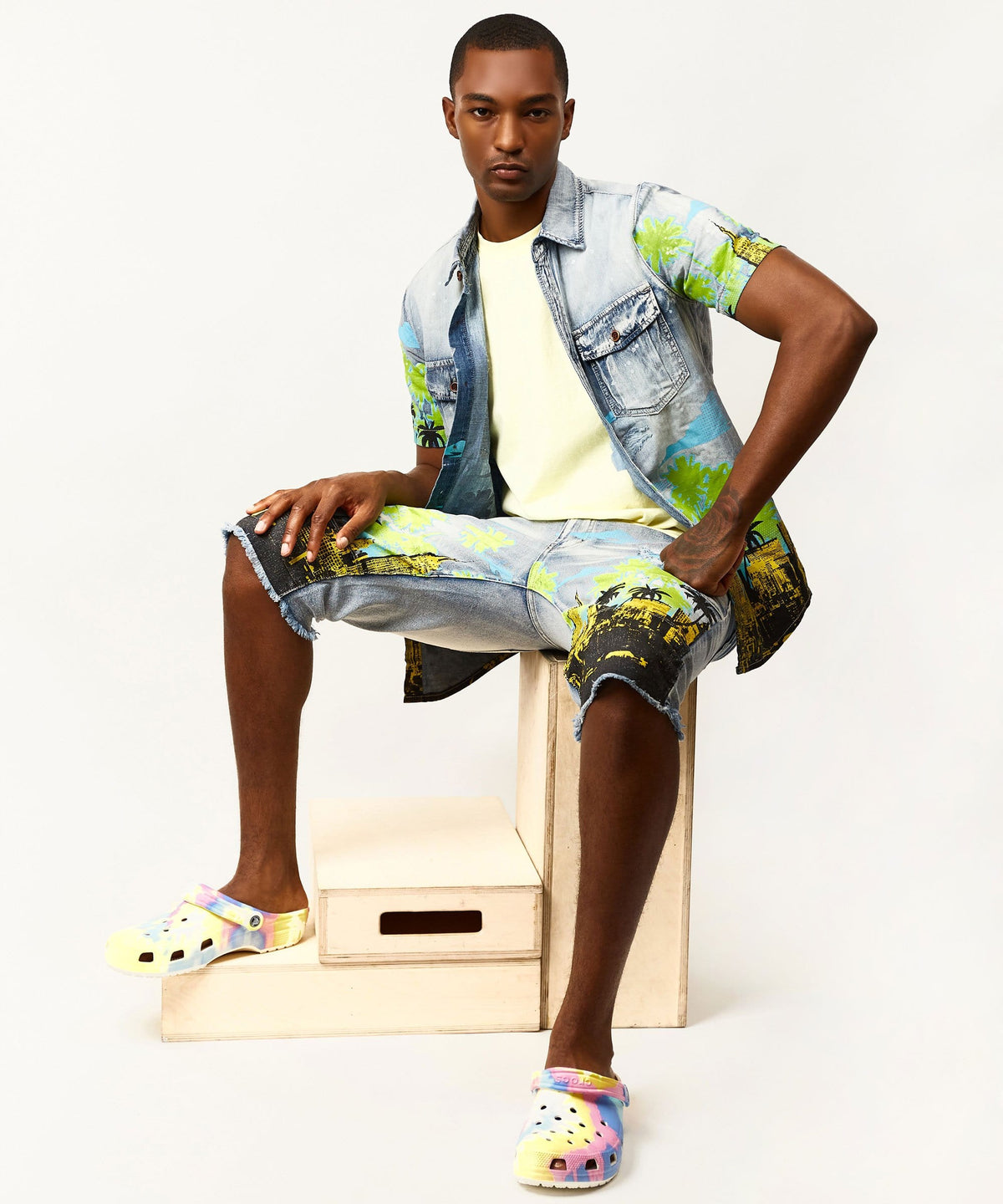 Reason Clothing Premium | Wavy Denim Shorts