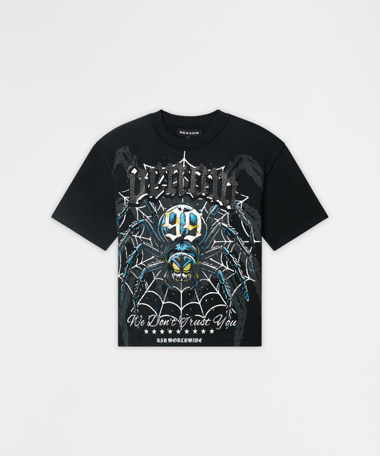 Reason Clothing Great Value | Plus Size Venom Rhinestone Short Sleeve Tee - Black