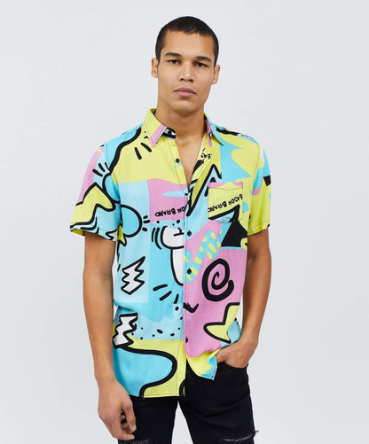 Reason Clothing Trusted | Fantasy Colorful Print Short Sleeve Shirt