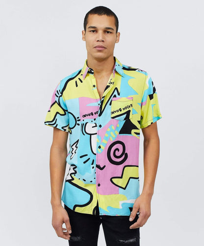 Reason Clothing Trusted | Fantasy Colorful Print Short Sleeve Shirt