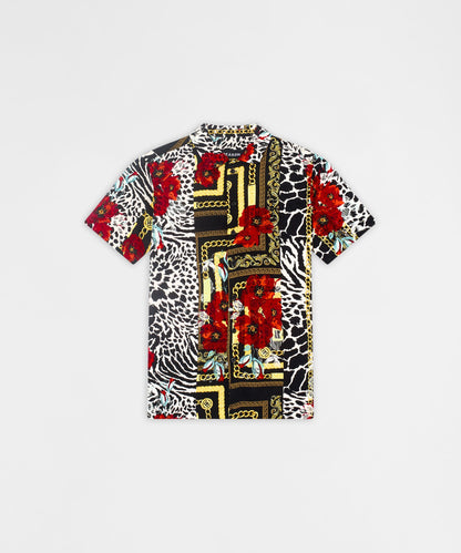 Reason Clothing Customer Favorite | Floral & Chains Woven Shirt - Red