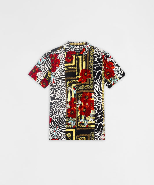 Reason Clothing Customer Favorite | Floral & Chains Woven Shirt - Red