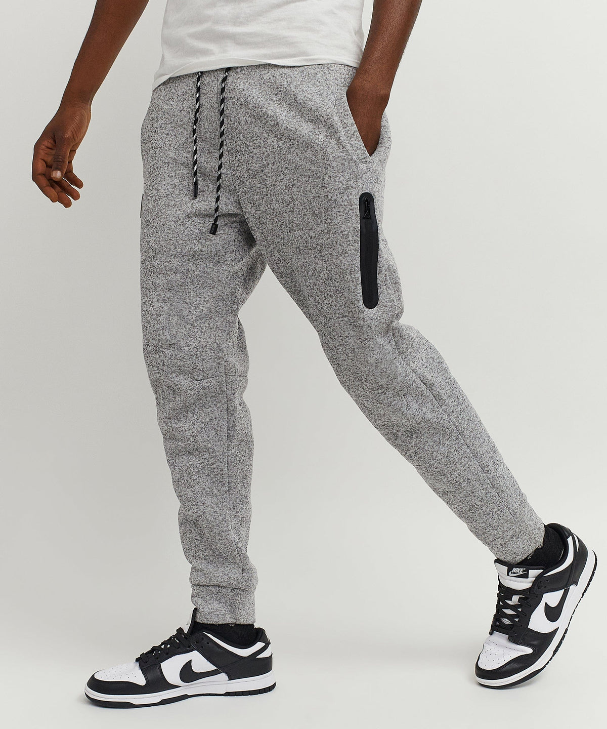 Reason Clothing Essential | Jeff Slim Fit Grey Jogger With Side Zip Pocket