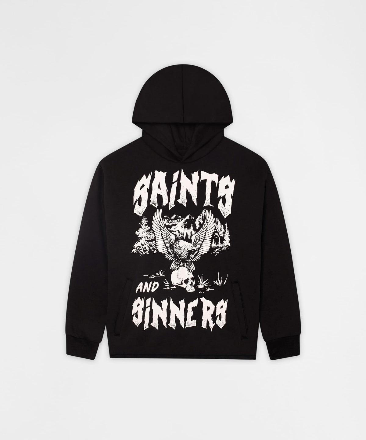 Reason Clothing Smart Buy | Saints and Sinners Graphic Long Sleeve Hoodie - Black