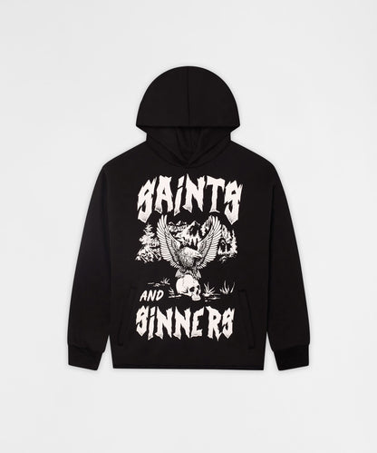 Reason Clothing Smart Buy | Saints and Sinners Graphic Long Sleeve Hoodie - Black
