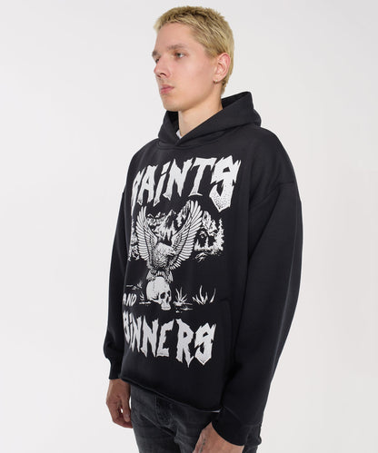 Reason Clothing Smart Buy | Saints and Sinners Graphic Long Sleeve Hoodie - Black