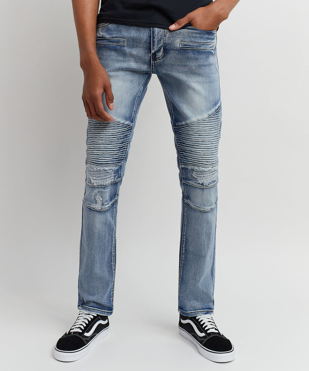 Reason Clothing Trusted | Hudson Washed Moto Jeans