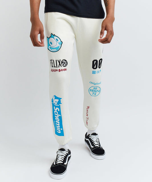 Reason Clothing Discount | Felix Schemin Embroidery Detail Beige Jogger