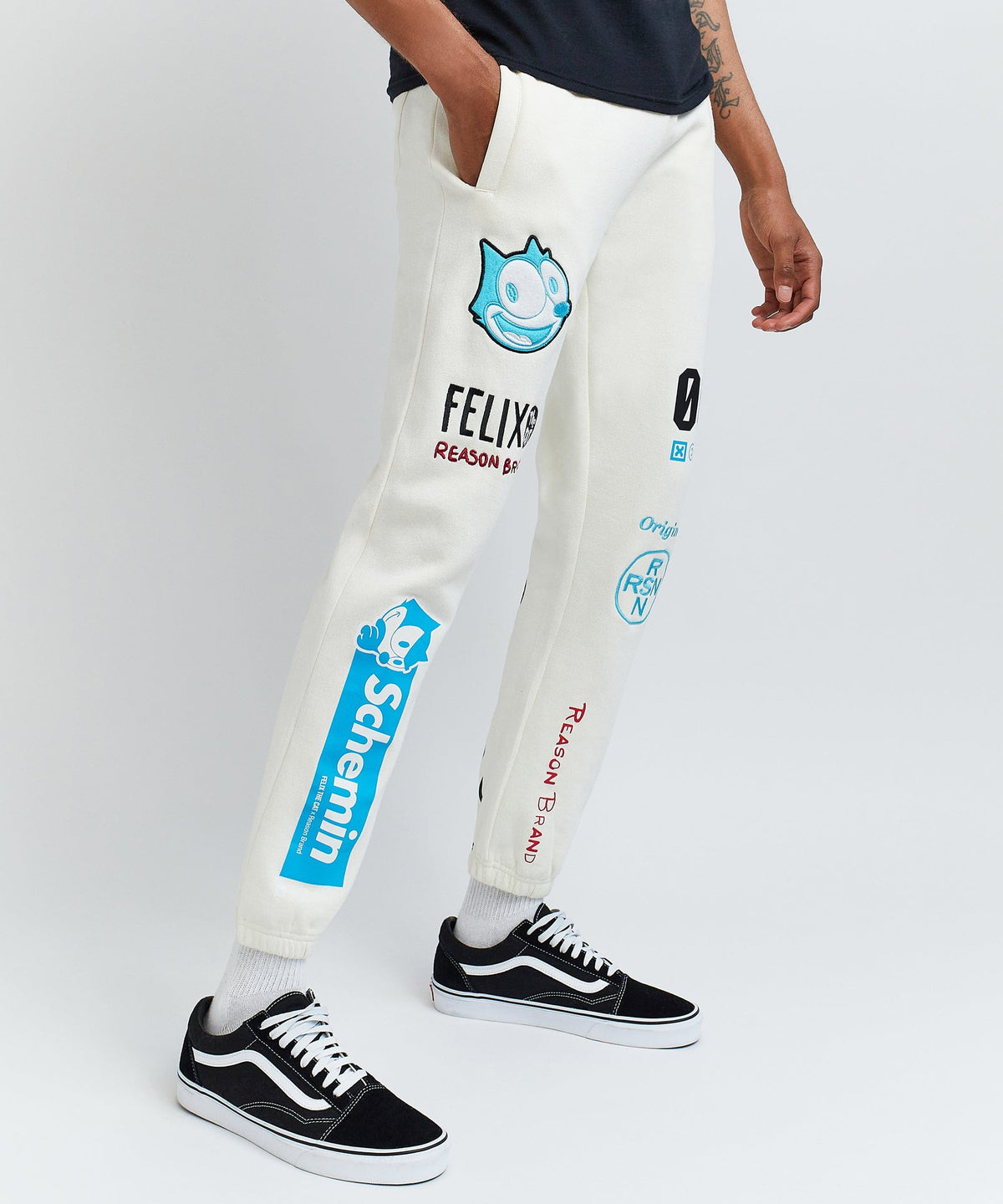 Reason Clothing Discount | Felix Schemin Embroidery Detail Beige Jogger