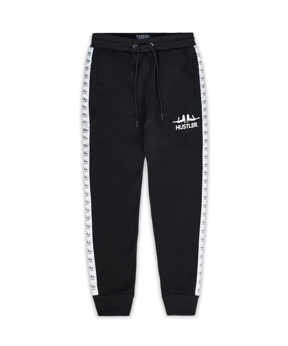 Reason Clothing Premium | Hustler Side Stripe Logo Jogger - Black 003 Is Live