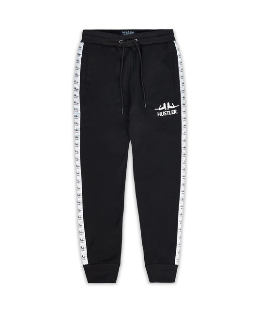 Reason Clothing Premium | Hustler Side Stripe Logo Jogger - Black 003 Is Live