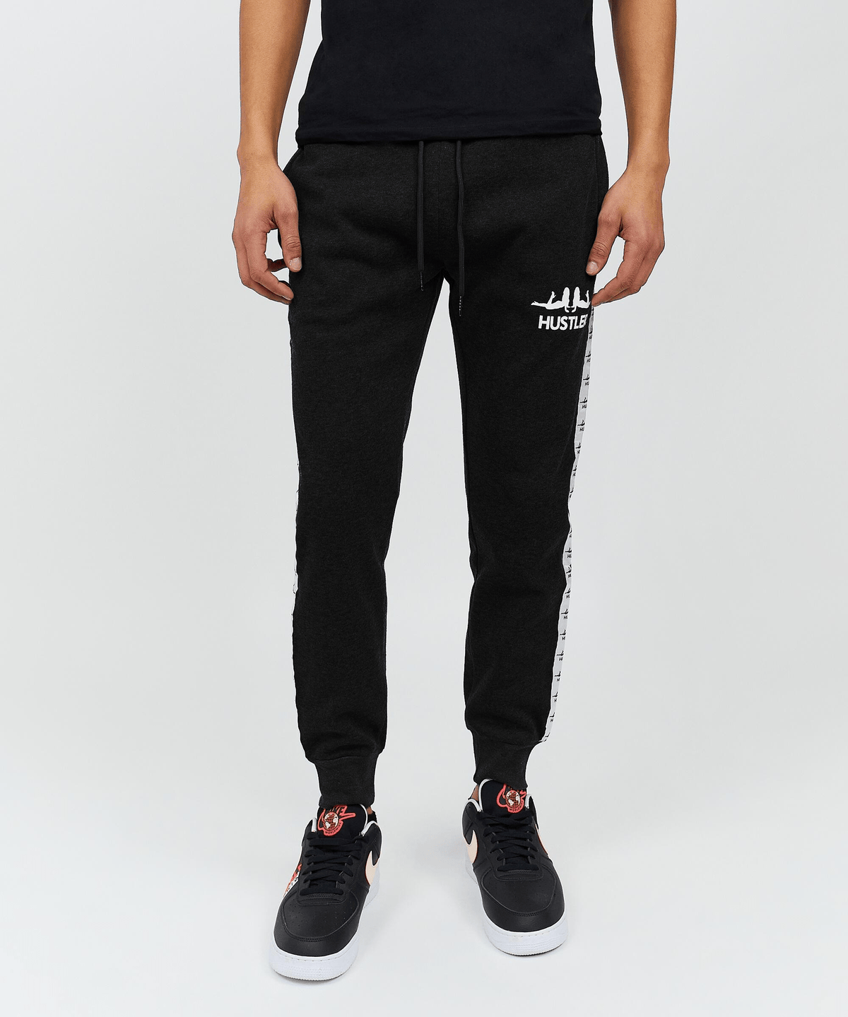 Reason Clothing Premium | Hustler Side Stripe Logo Jogger - Black 003 Is Live