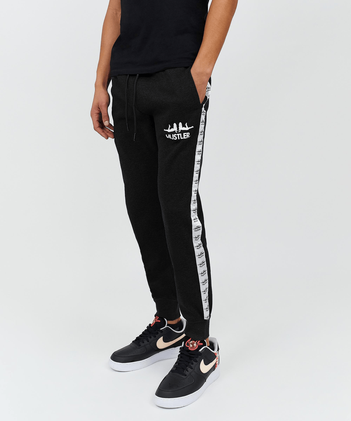 Reason Clothing Premium | Hustler Side Stripe Logo Jogger - Black 003 Is Live