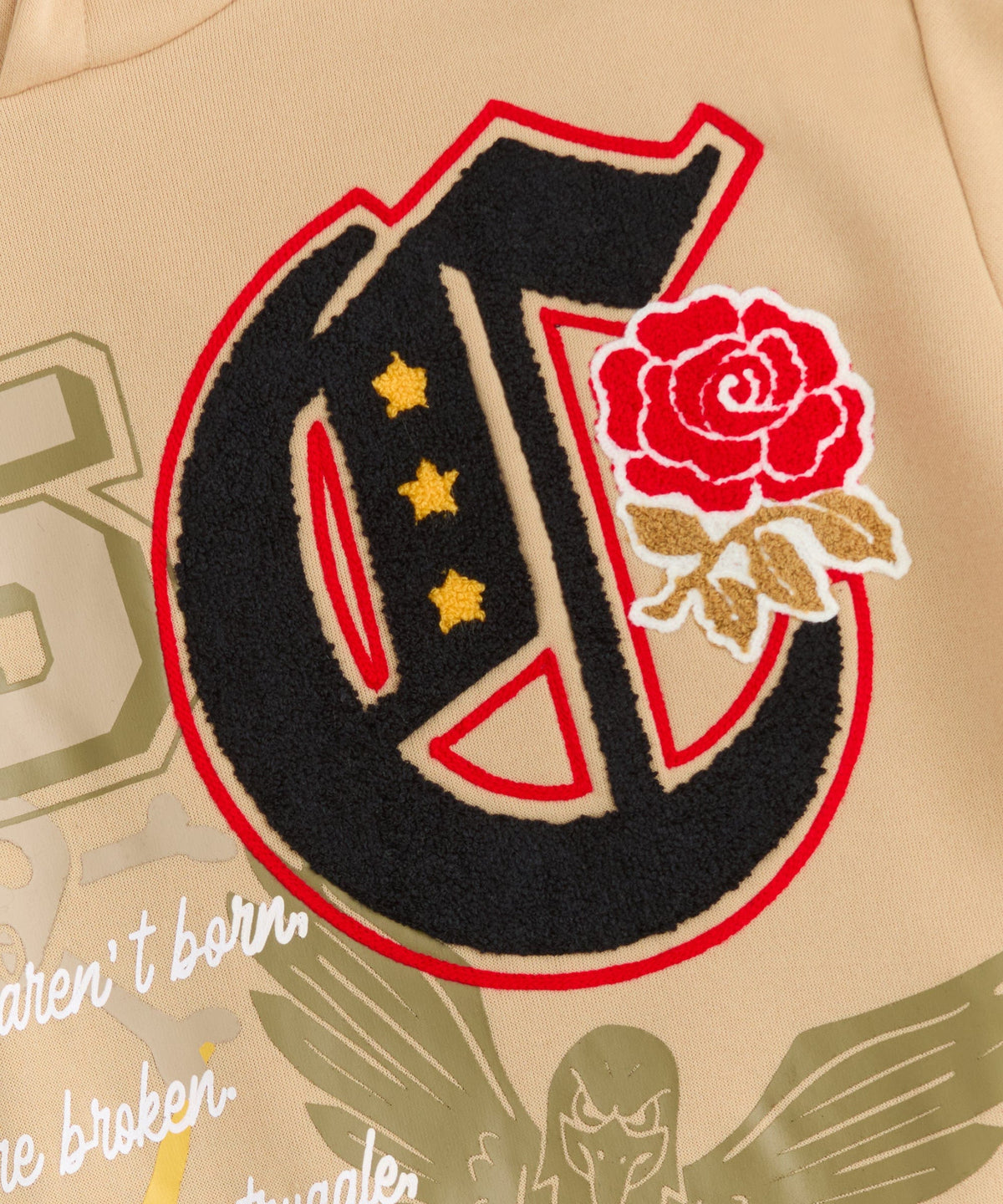 Reason Clothing Hot Sale | Champion Chenille Embroidered Long Sleeve Hoodie - Khaki