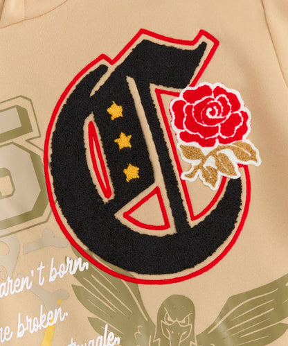 Reason Clothing Hot Sale | Champion Chenille Embroidered Long Sleeve Hoodie - Khaki