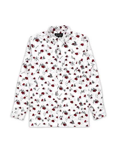 Reason Clothing Smart Buy | Skulls & Roses Long Sleeve Oxford Short