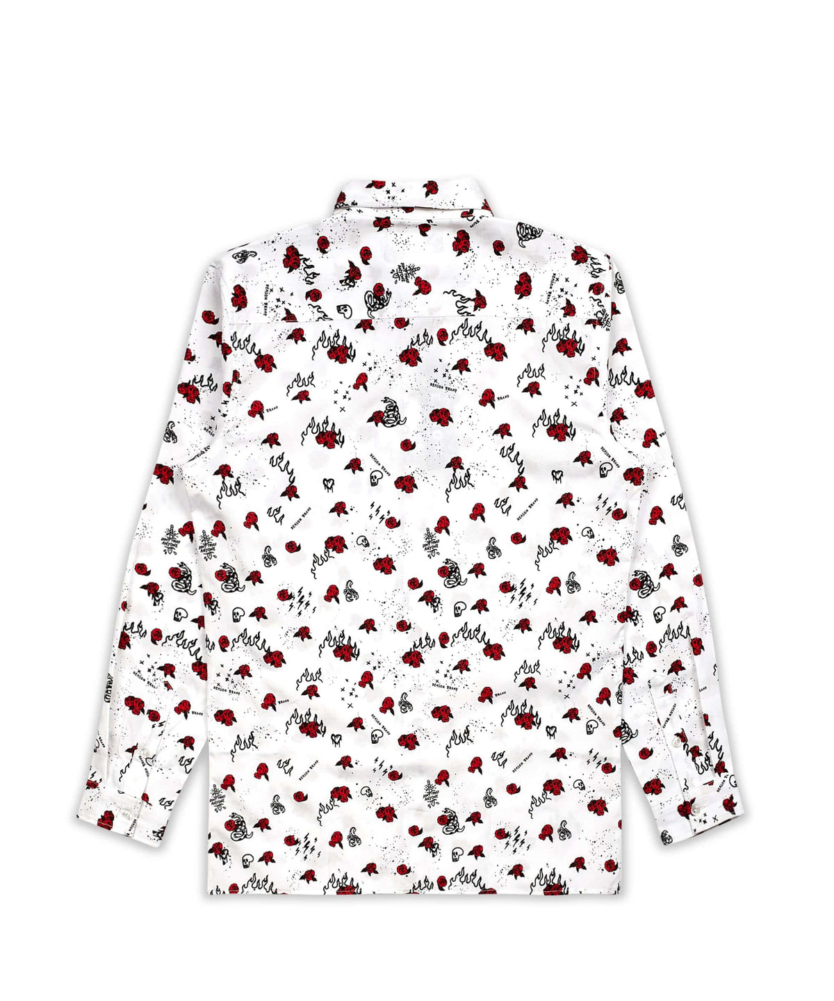 Reason Clothing Smart Buy | Skulls & Roses Long Sleeve Oxford Short