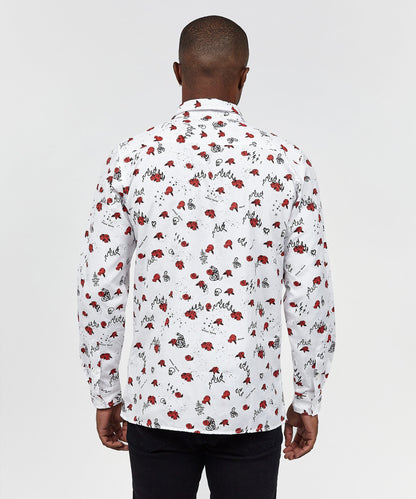 Reason Clothing Smart Buy | Skulls & Roses Long Sleeve Oxford Short