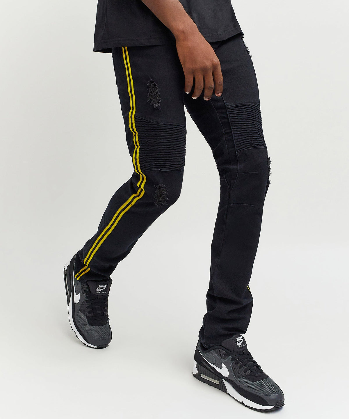 Reason Clothing Recommended | Dunning Side Stripe Moto Jeans