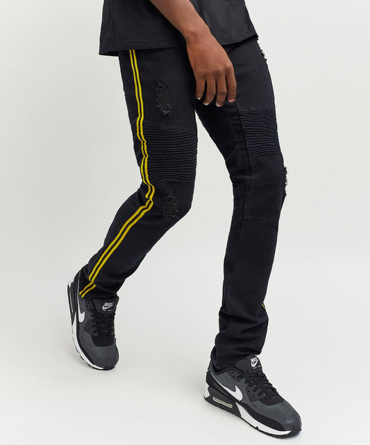 Reason Clothing Recommended | Dunning Side Stripe Moto Jeans