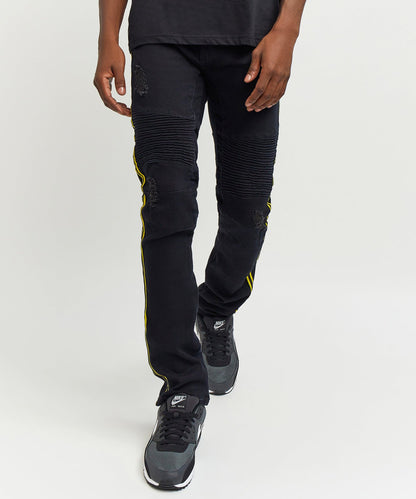 Reason Clothing Recommended | Dunning Side Stripe Moto Jeans