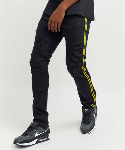 Reason Clothing Recommended | Dunning Side Stripe Moto Jeans