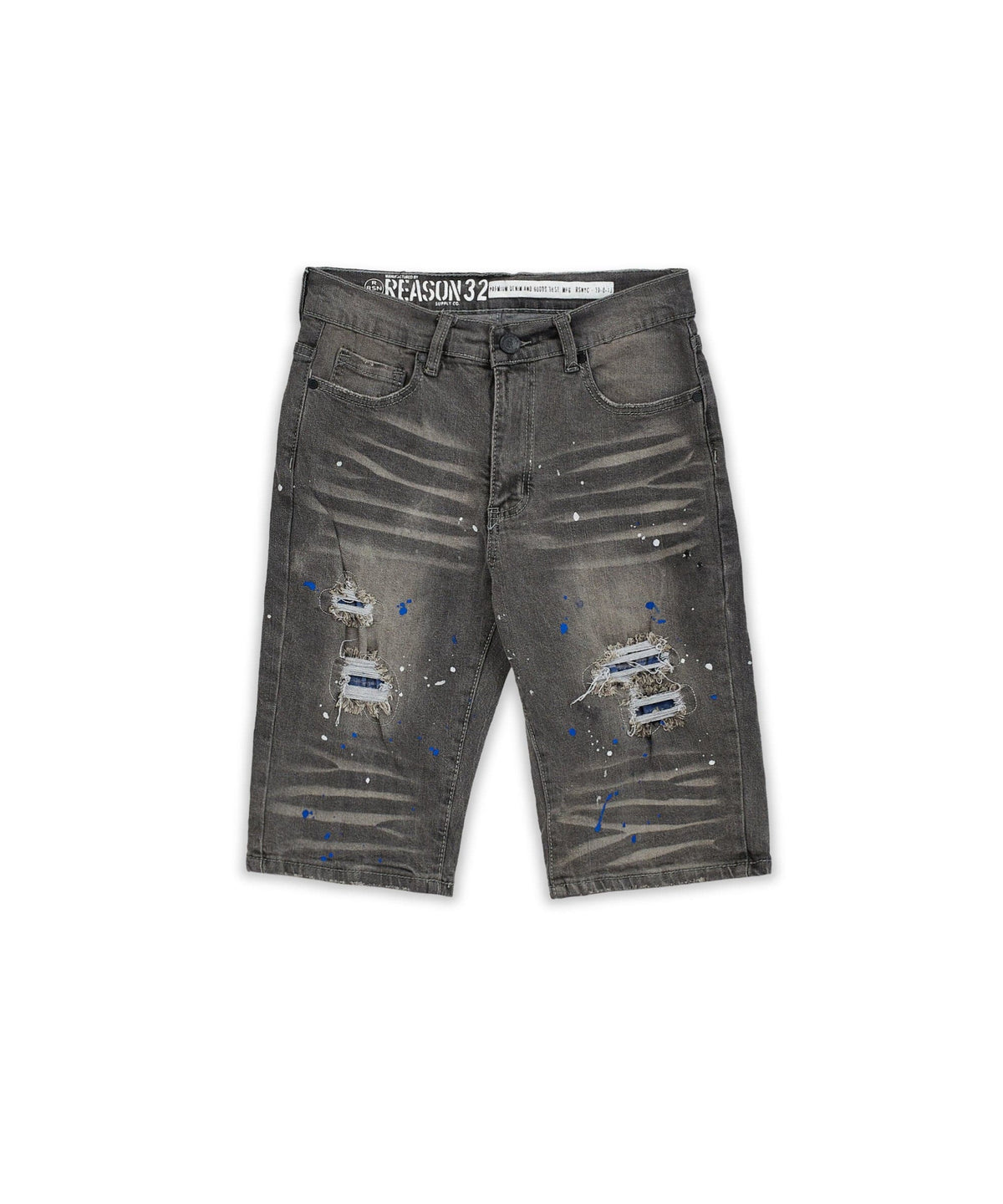 Reason Clothing Featured | Vincent Grey Paint Splatter Jean Shorts